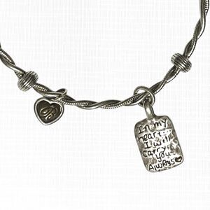 Brighton Bangle Bracelet In My Heart I Carry You Always Twist Hammered Charm